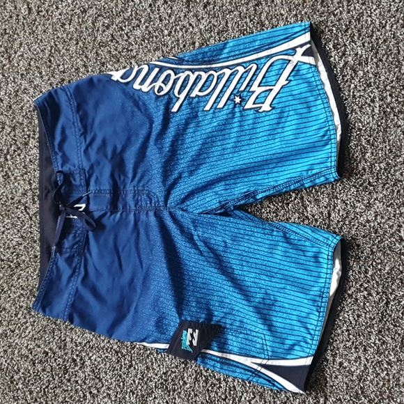 Billabong Mens Board Shorts Size 32 Blue White Vintage Excellent Condition